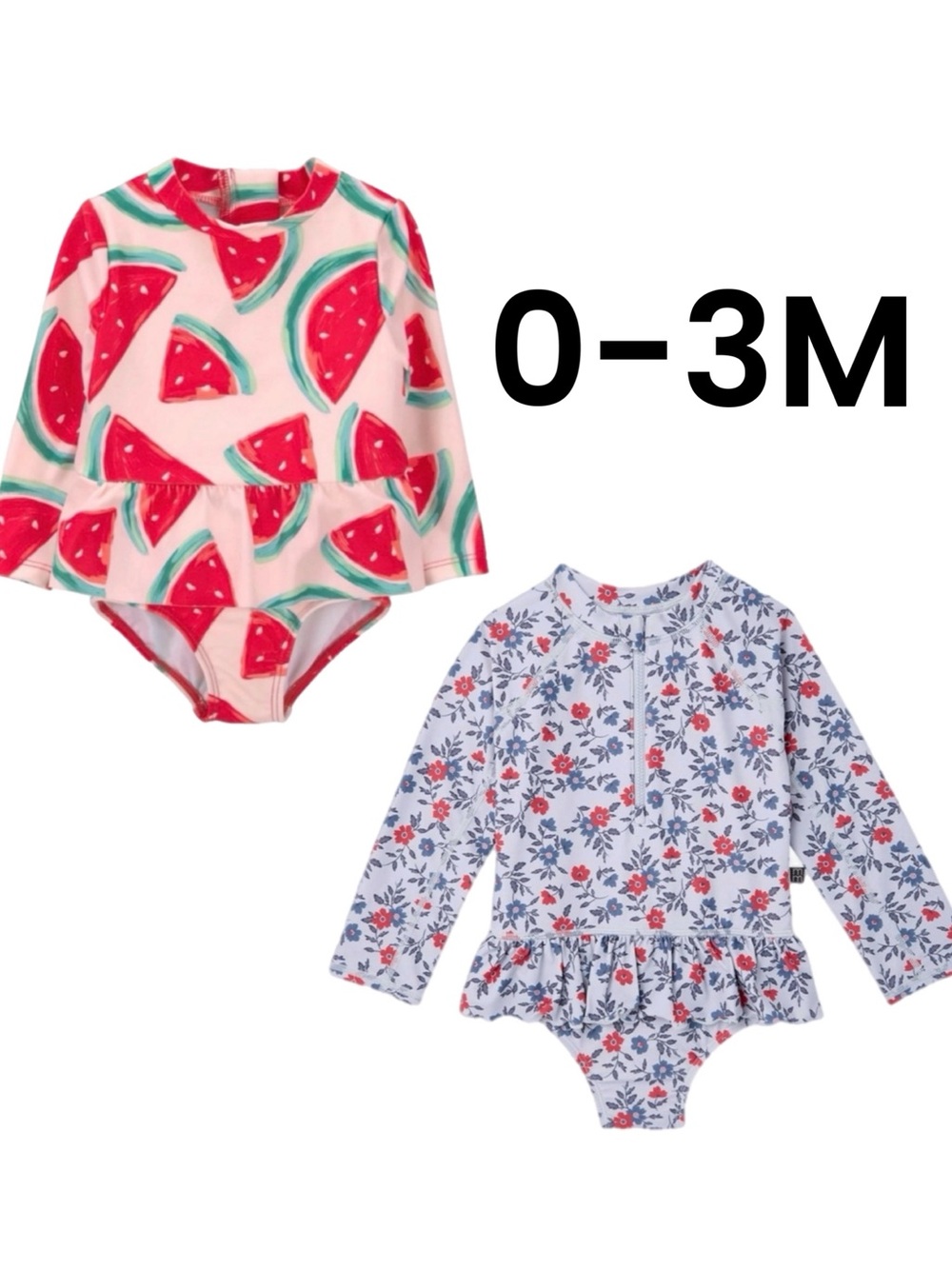 (2) Baby Girl Rash Guard Swimsuits
